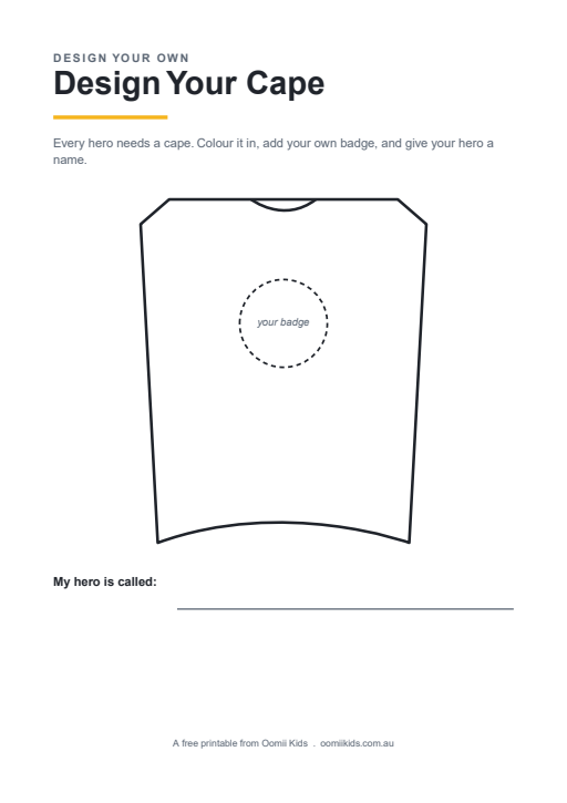 Preview of the Design Your Cape printable