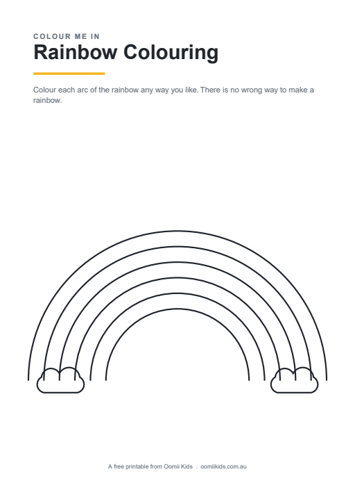 Preview of the Rainbow Colouring printable